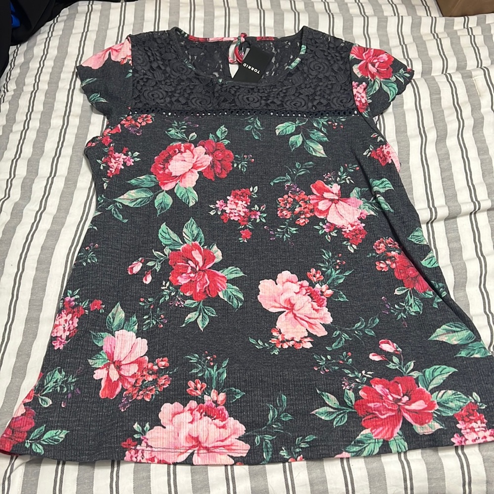 torrid lace smocked top floral NEW